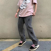 Men Jeans Spring and Autumn Straight-Leg Pants Loose Wide Leg Pants
